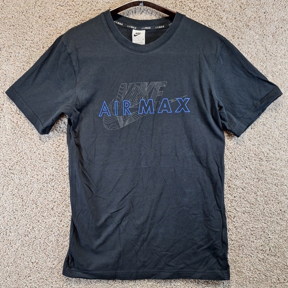 Nike T-Shirt Mens S Black‎ Air Max Graphic Logo Short Sleeve Cotton Sportswear